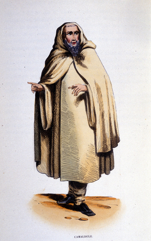 Camaldule, member of a religious order (hermit and monk) founded in the valley of Camaldoli (Tuscany) by Saint Romuald in 1010. Engraving of the 19th century.