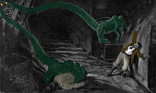 The novel “The War of the Worlds” by H. G. Wells (Herbert George) (1866-1946). Illustration by H. Lanos. Start of the century.