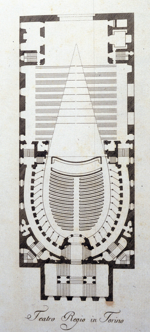 Map of the Teatro (Theatre) Regio of Turin.