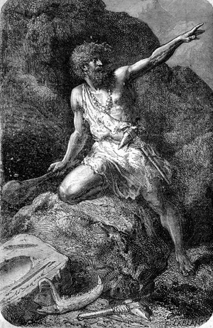 Primitive man of the Reindeer Age (Upper Palaeolithic).