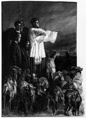 Religious rites: Ceremony of exorcism in the city square during the night of Ascension. Sicily Engraving of the 19th century