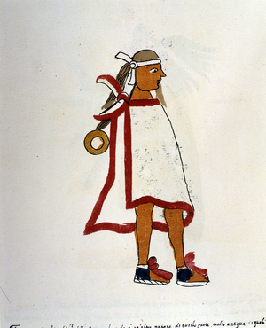 Man of the Aztec People in Codex Vaticanus 3738 (Codex Vat. Rios). Facsimile of the manuscript by Dominican Pedro de los Rios, between 1570 and 1589, Bibl. Vatican.