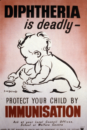 Scottish poster to prevent the risk of diphtheria in young children.