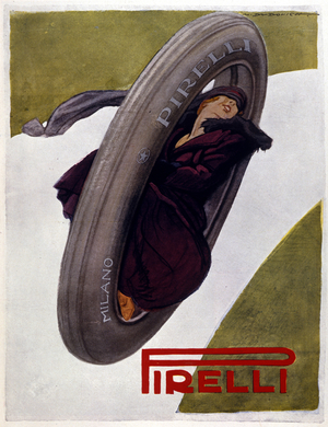 Advertising for Pirelli tyres by Marcello Dudovich, 1919.