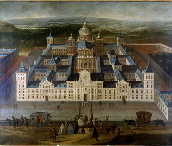 Painting depicting the Palace of Escorial or Escorial in Spain. sd. 17th century.Museo del Castello. Milan