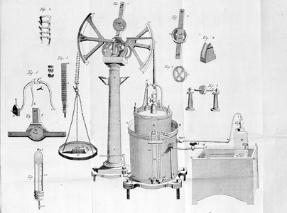 Gazometer of Lavoisier - in Opuscules physique et chimiques par Lavoisier, 1801.