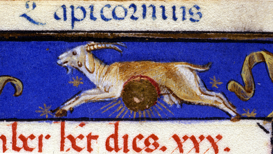 Sign of the zodiac: the capricorn. 15th century manuscript.