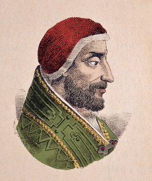 Portrait of the Pope Alexandre IV (Alexander or Alessandro) (1254-1261), 1898 (engraving with later colouration)