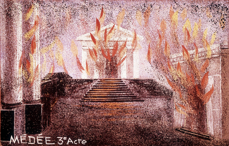 Decor for “" Medee "” an opera composed in 1797 by Luigi Cherubini (1760-1842) Opera de Paris, 1962.
