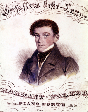 Johann Strauss père (1804 - 1849). Portrait sur une partition.