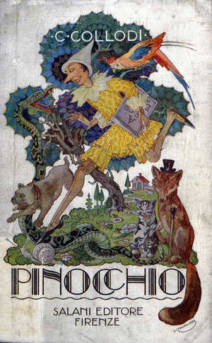 Cover of Carlo Collodi's book “” Pinocchio”” edited by Salani editore, ca. 1920.