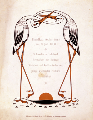 Menu for a baptismal meal. Germany, 8/07/1900.