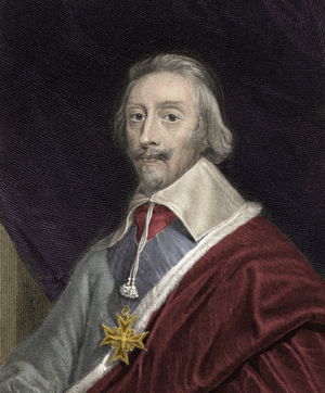 Portrait of Cardinal Richelieu (1585-1642) carrying the cross of the Order of the Holy Spirit (Holy Spirit) - Armand Jean Du Plessis Cardinal and Duke of Richelieu (1585-1642) with a cross of the Order of the Holy Spirit - engraving - 19th century