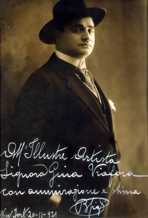 Portrait of Italian tenor Beniamino Gigli (1890 - 1957), New York, 1921.