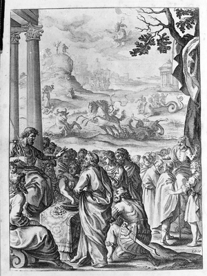 Ovide (Ovidius) - illustration for book 15 - (P. Ovidii Nasonis Metamorphose libri XV um notis TH. Farnabii.) note by Thomas Farnaby (Farnabia) (1575-1647)