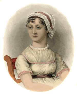 Portrait of the English writer Jane Austen (1775-1817) Engraving of 1870.