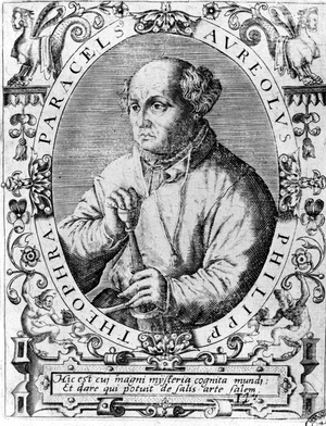 Portrait of Philipp Aureolus Theophrast Bombast von Hohenheim Paracelsus, (Paracelsus Aracelsus) Swiss philosopher, alchemist and physician (1493 to 1541). Engraving of the 18th century.