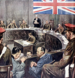 British Military Court for German Marshal Albert Kesserling, Venice - in “La Domenica del Corriere”, 25 February 1947.