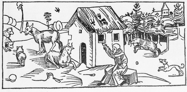 San Marinus. Engraving from “Leben der Heiligen - sommerteil” (The book of the saint) by Jacobus (James) of Voragine (1228-1298). Lubeck 1488.