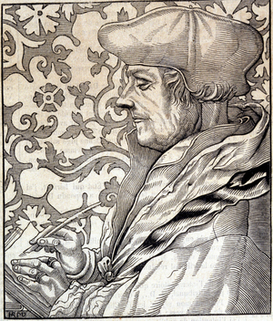 Portrait of Didier Erasme (Erasmus of Rotterdam) (1469 - 1536), Dutch humanist.