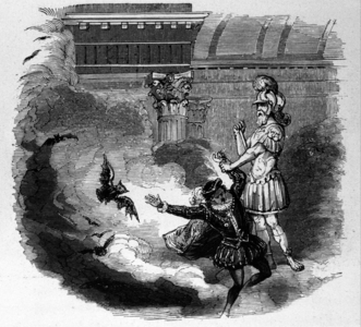 Il Commendatore leads Giovanni into the World of the Dead, scene from Don Giovanni (engraving)