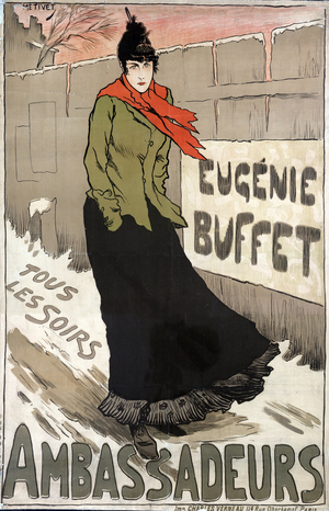 Eugenie Buffet (1866-1934), French popular singer every night at the Ambassadeur, 1893 (poster)