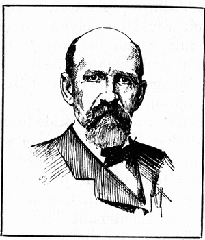 Portrait of Captain Joshua Slocum(1844-1909) who undertook the first sailing world tour in 1895. Engraving of the 19th century