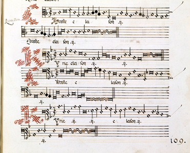 Kyrie manuscript of the “Messes of Mantua” by Giovanni Pierluigi da Palestrina (1525 - 1594), Italian composer.
