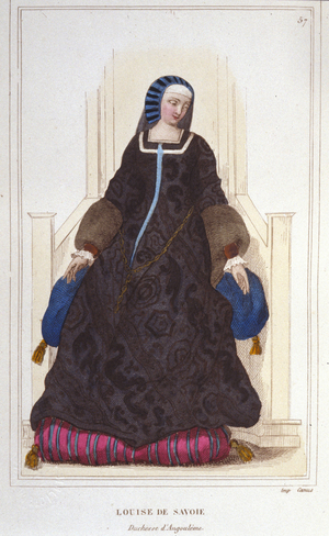 Portrait of Louise de Savoie, Duchess of Angoulene and Mother of Francois I (1476 - 1531) engraving of 1830