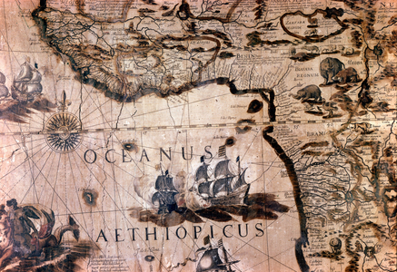 Map of Africa: detail depicting the Gulf of Benin with the island of Saint Helene. 17th century Rome Italian Geographic Society