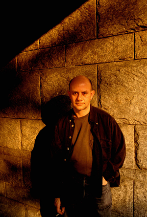 Portrait of the English writer Nick Hornby (born 1957).