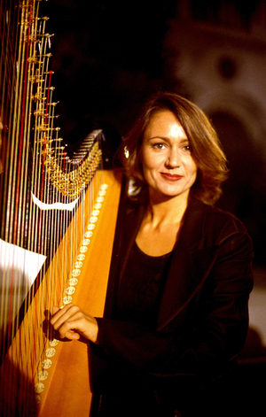 Portrait of the writer and harpist Cecilia Chailly.