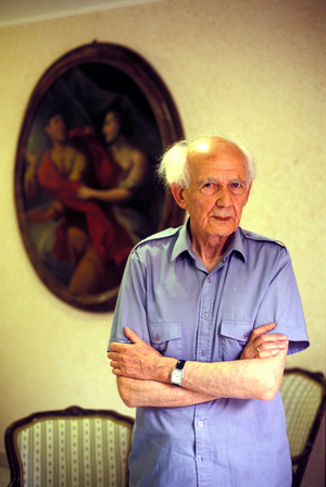 Portrait of Zygmunt Bauman Polish sociologist in English and Polish.
