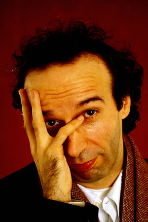 Portrait of Italian actor and director Roberto Benigni and scenarist Vincenzo Cerami.