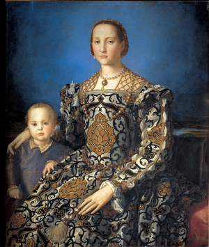 Portrait d'Eléonore de Tolède et son fils Jean par Agnolo Bronzino (1503-1572) et son atelier - Florence, Musée des Offices