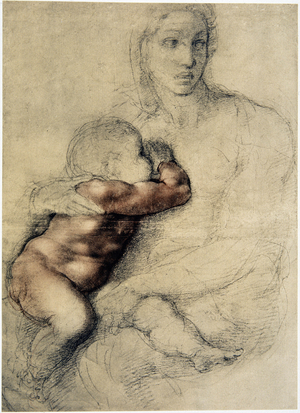 Michelangelo Buonarroti dit Michel Ange (Michelangelo or Michelangelo, 1475-1564): Virgin who breastfed the child.