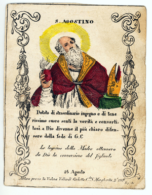 Representation of Saint Augustine (Saint Augustine (Sant'Agostino) eveque of Hippo) Engraving of the 19th century
