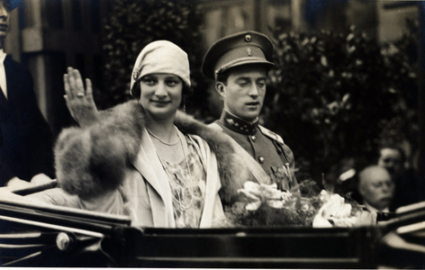 Portrait of Leopold (who became King of Belgium under the name of Leopold III) (1901-1983) with his wife Astrid Princess of Suede (1905-1935) in 1926 in Namur, Belgium.