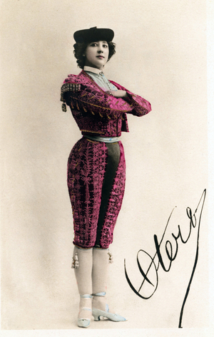 Portrait of Caroline (La Belle) Otero (1868-1965) dreged as a bullfighter, 20th century Photo Reutlinger