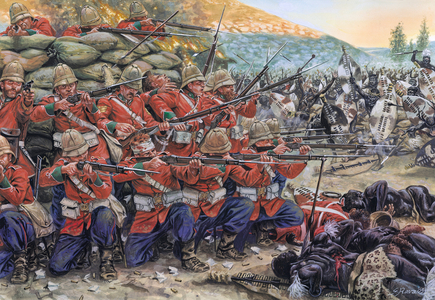 Guerre Anglo-Zouloue : la Bataille de Rorke's Drift en janvier 1879 en Afrique du sud - Anglo-Zulu War : the Battle of Rorke's Drift on january 1879 - Illustration by Giuseppe Rava 