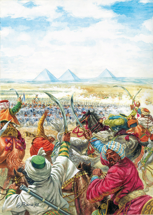 Campaign (Expedition) of Egypt (1798-1801): “” The Battle of the Pyramids on 21/07/1798 - Egyptian campaign: Battle of the Pyramids (Battle of Embabeh) fought on July 21, 1798 between the French army in Egypt under Napoleon Bonaparte, and forces of the local Mamluk rulers - Illustration by Giuseppe Rava
