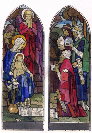 Design for the chancel window of Newington Free Church, Edinburgh, c.1900 (colour litho)