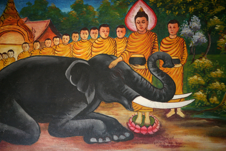 Scene from the life of the Buddha Vientiane Laos