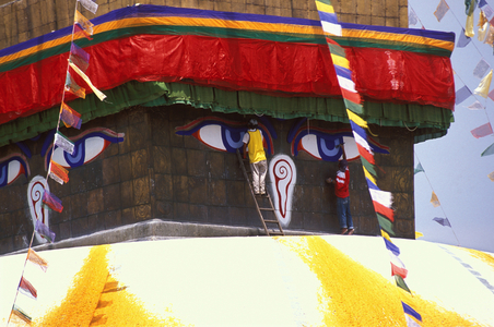 Bodh Nath great stupa detail, Bodh Nath, Nepal