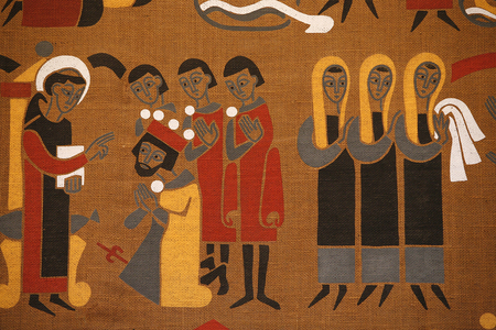 Tapestry in Saint-Pierre de Solesmes abbey : Life of Saint Benedict, Solesmes, France