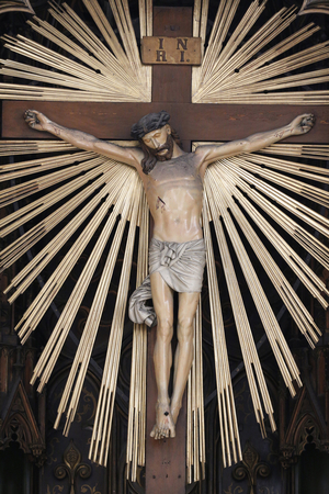 Maria am Gestade church (Mary at the shore) Jesus on the cross, Vienna, Austria