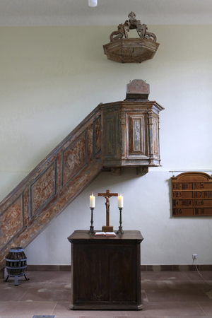 Obersteinbach, Bas-Rhin, France, le 29/5/2014 - The flesh. Lutheran temple.