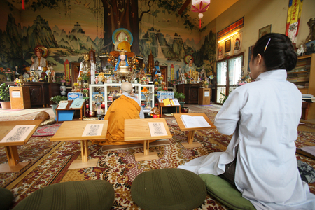 France, Haute-Savoie, Bonneville : Buddhist ceremony, Tu An Buddhist temple