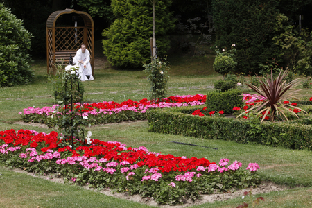 Bhaktivedanta Manor garden, Watford, Grande-Bretagne