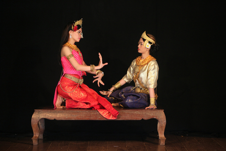 Dancers performing traditional khmer classical dance. Phnom Penh Cambodia
